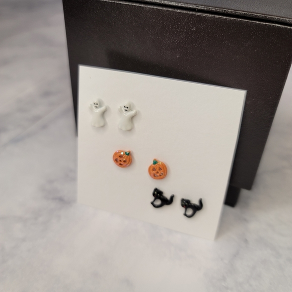 Halloween Earrings Ghost Pumpkin Black Cat - Picture 5 of 5